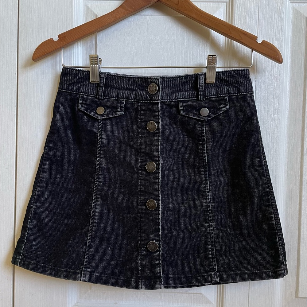 BDG Urban Outfitters Women’s Black Selma Corduroy Button Front Skirt